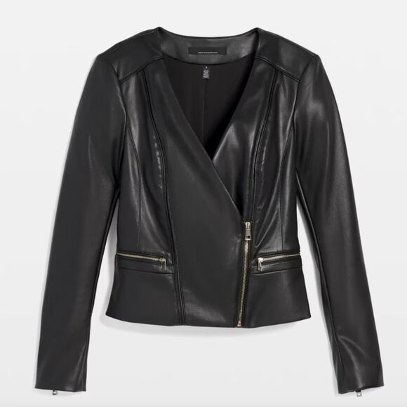 WHBM-Petite Faux Leather Moto Jacket - Picture 1 of 5